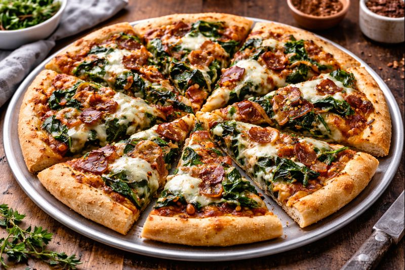 Bacon & Spinach Morning Pizza