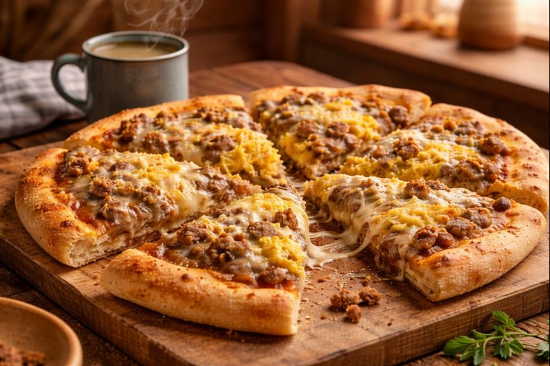 Creamy Sausage Breakfast Pizza