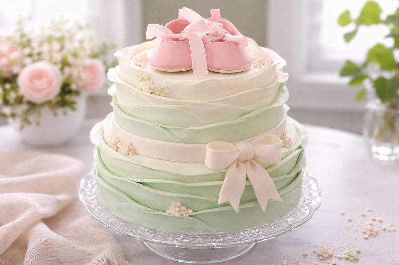 Sage Green Botanical Cake