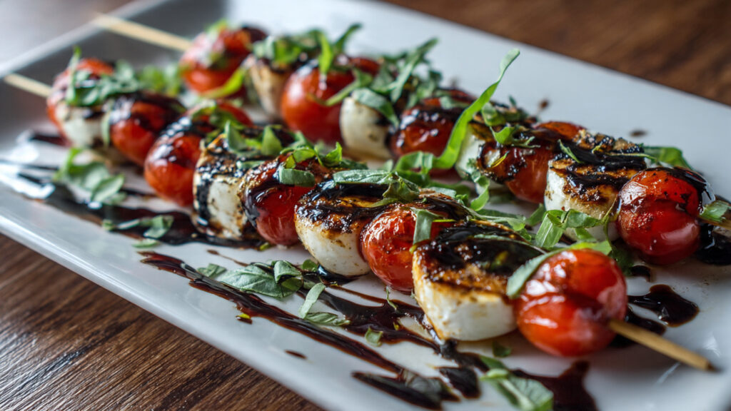 Caprese Skewers with Balsamic Glaze