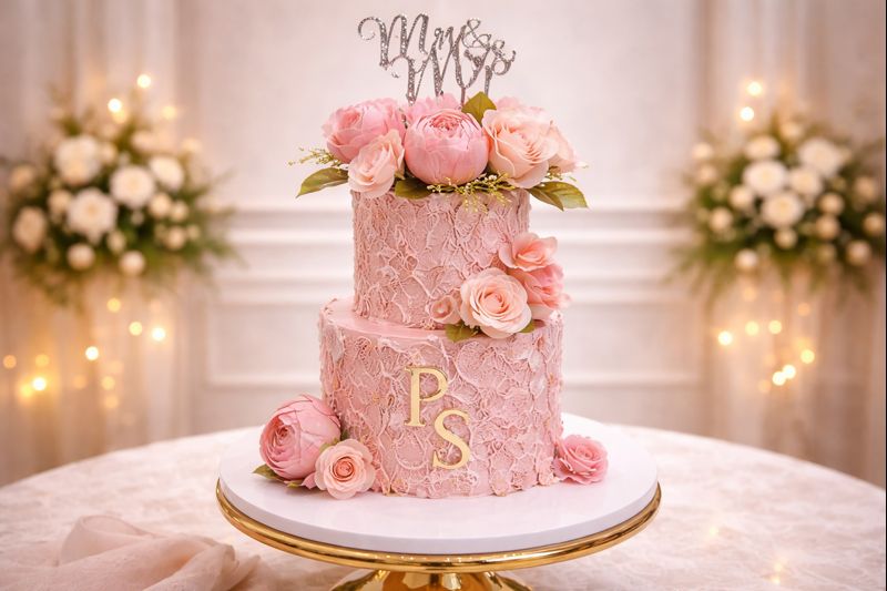 Soft Blush Floral Cake