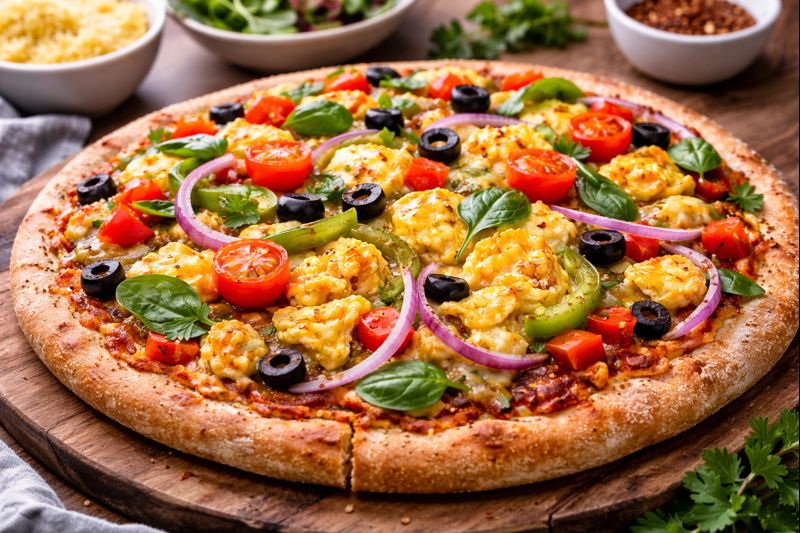 veggie sunrise pizza
