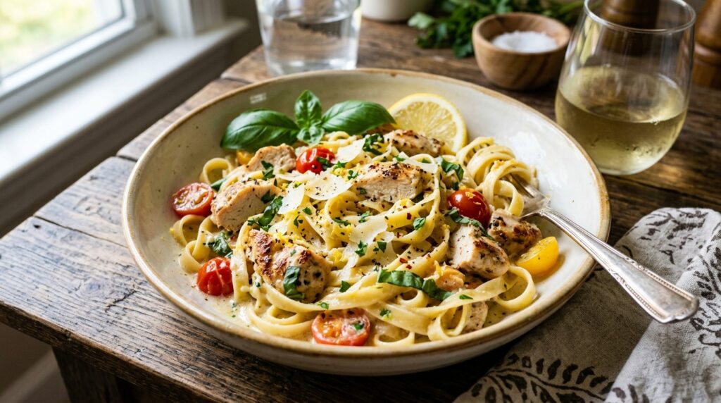 lemon basil chicken past